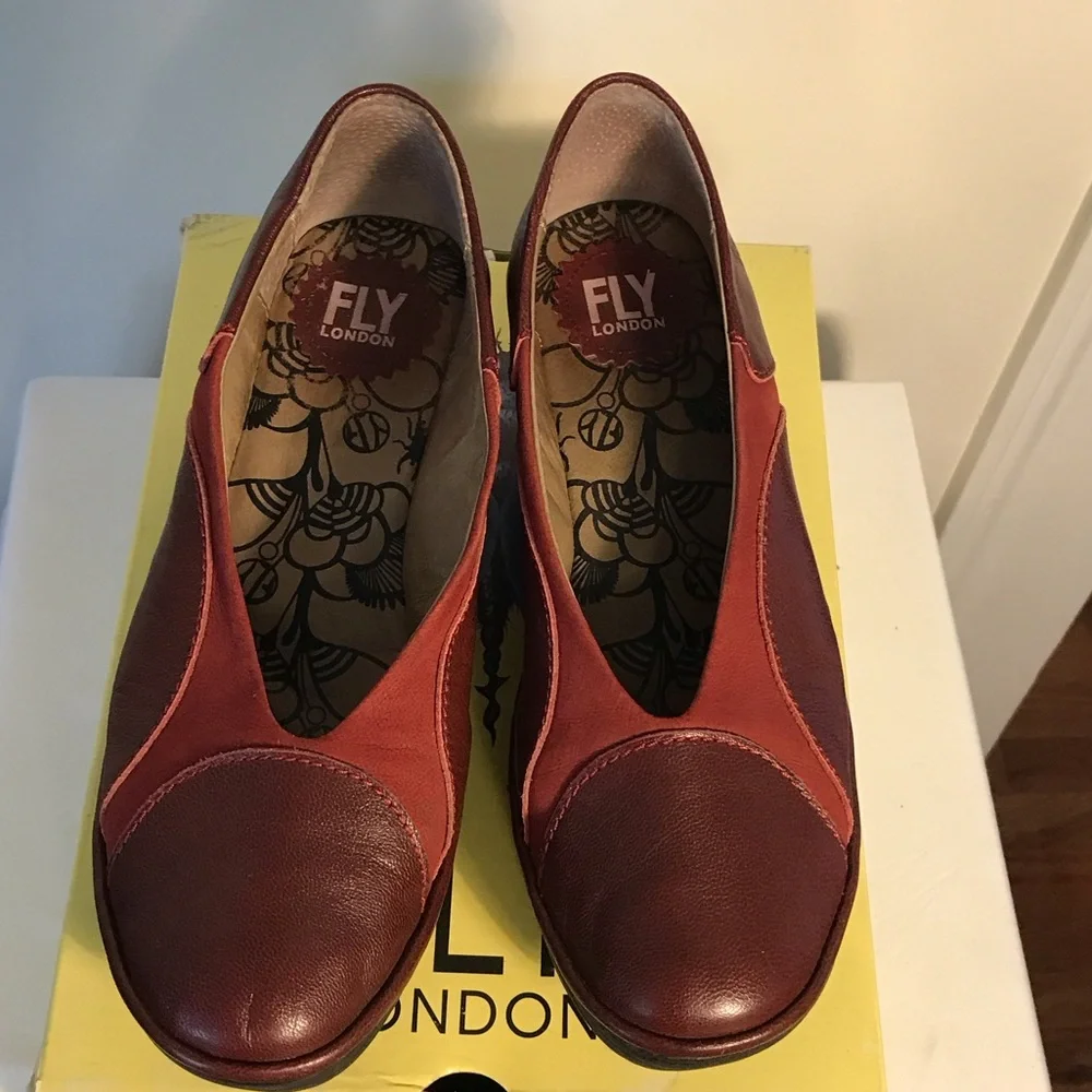Fly London Cordoba Maroon Wedge Shoes size 8 Yani - Picture 4 of 5